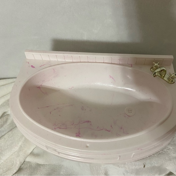 VTG 1996 Barbie Bathroom White Pink Marble Bath Tub Replacement for dollhouse - Picture 4 of 4